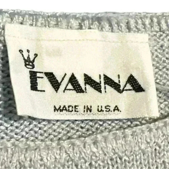 Vintage 80s gray geometric print long sleeve sweater size 10 (see measurements) - Picture 2 of 11